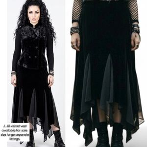 vintage whimsigoth Black Asymmetrical Skirt velvet